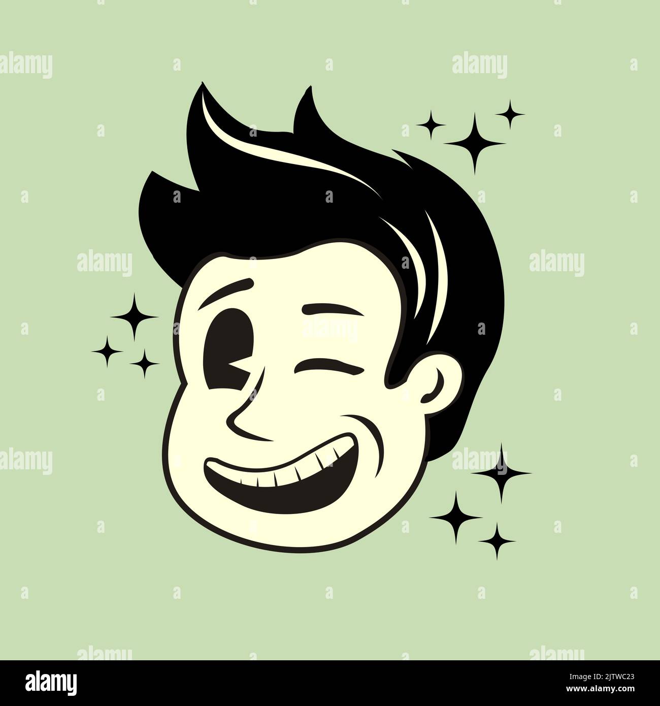 A cheerful winking vintage character cartoon. Vector illustration Stock Vector