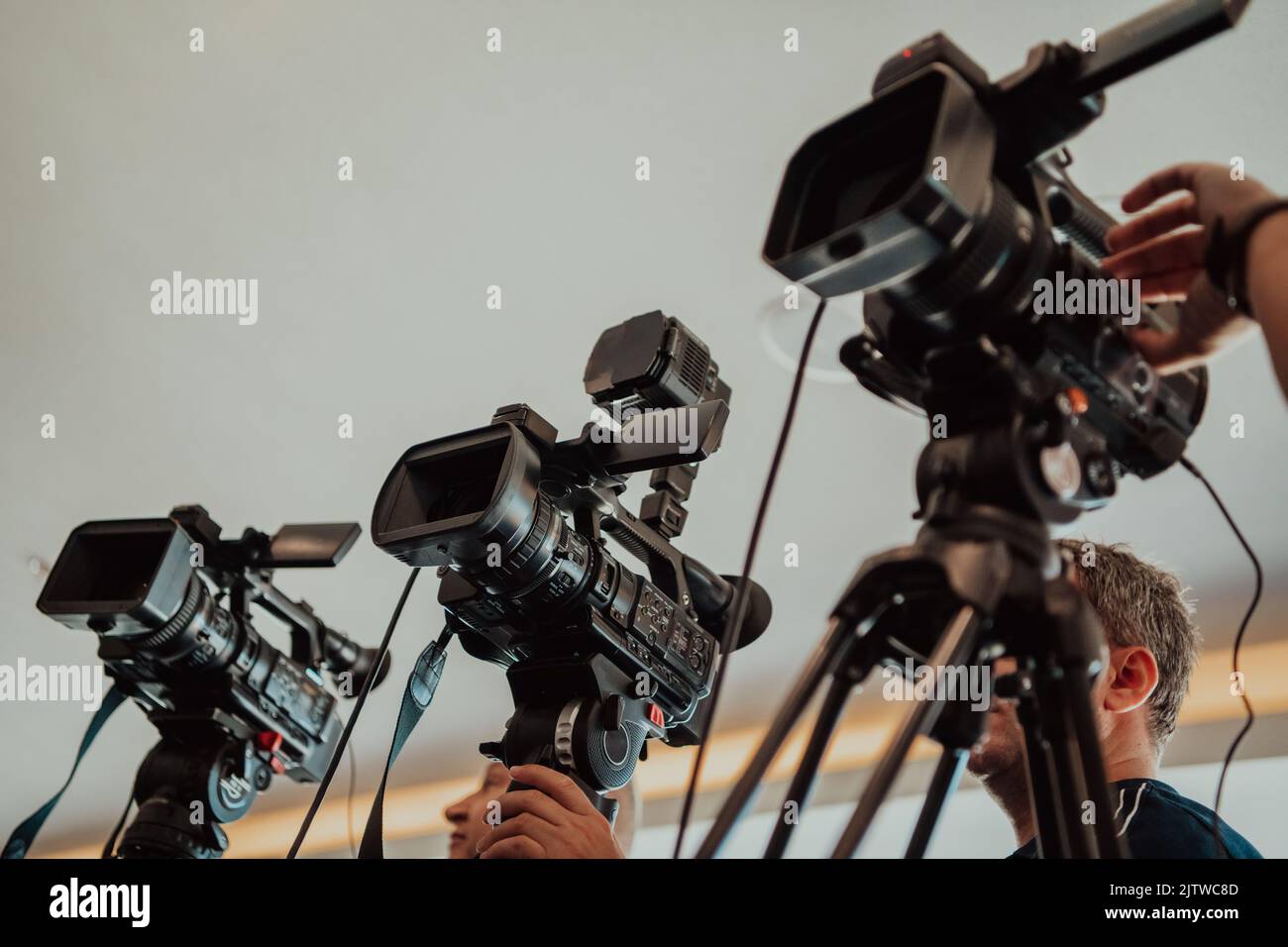 professional video production camera recording live event on stage