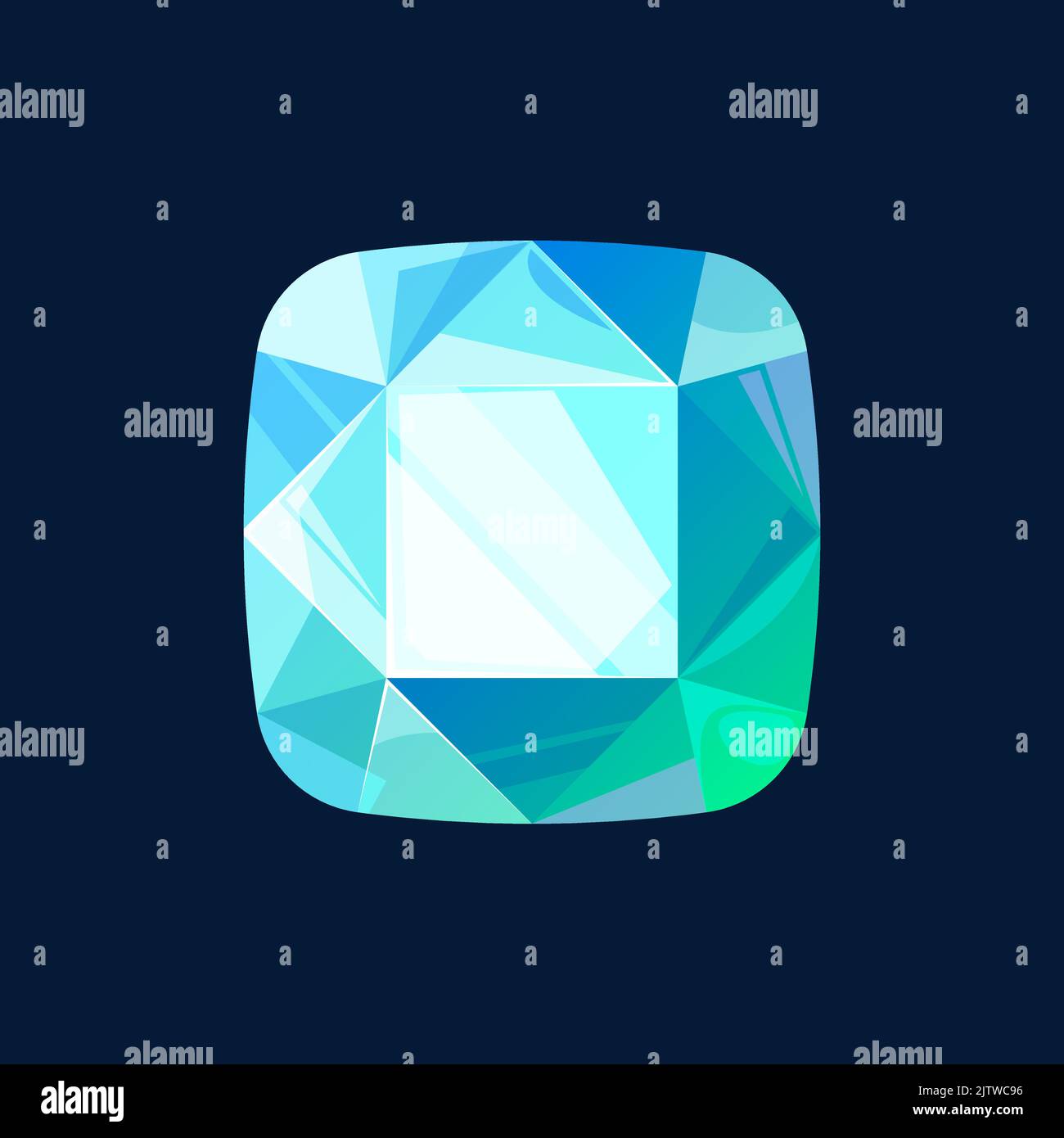 Blue magic crystal gem isolated angelite turquoise sodelite cartoon icon. Vector Jewel mineral stone, natural gemstone zircon. Apatite opal quartz gla Stock Vector