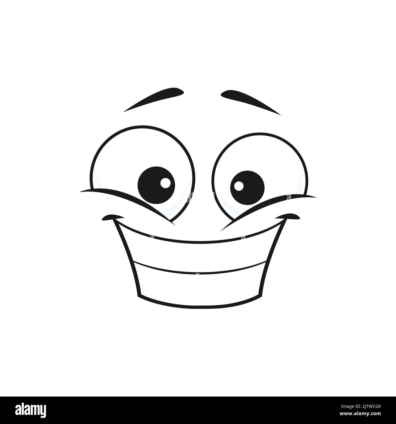 Cartoon happy face, vector wide delighted smile facial emoji, funny ...