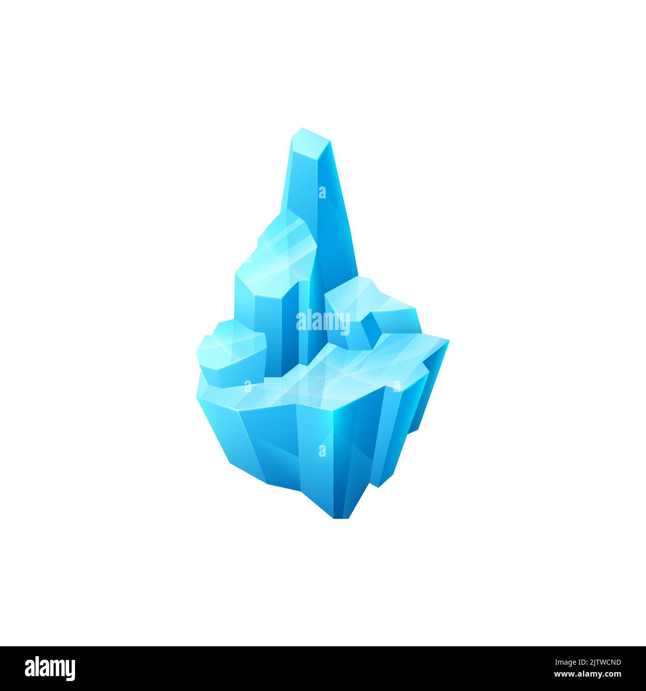 Ice crystal, frozen floe vector block. Snowdrift cap with pointed top