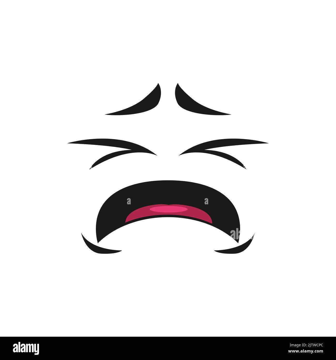 Cartoon face, disgust vector emotion with closed eyes, sour taste, aversion facial expression, funny emoji. Naughty or disgusting emoji isolated on white background Stock Vector