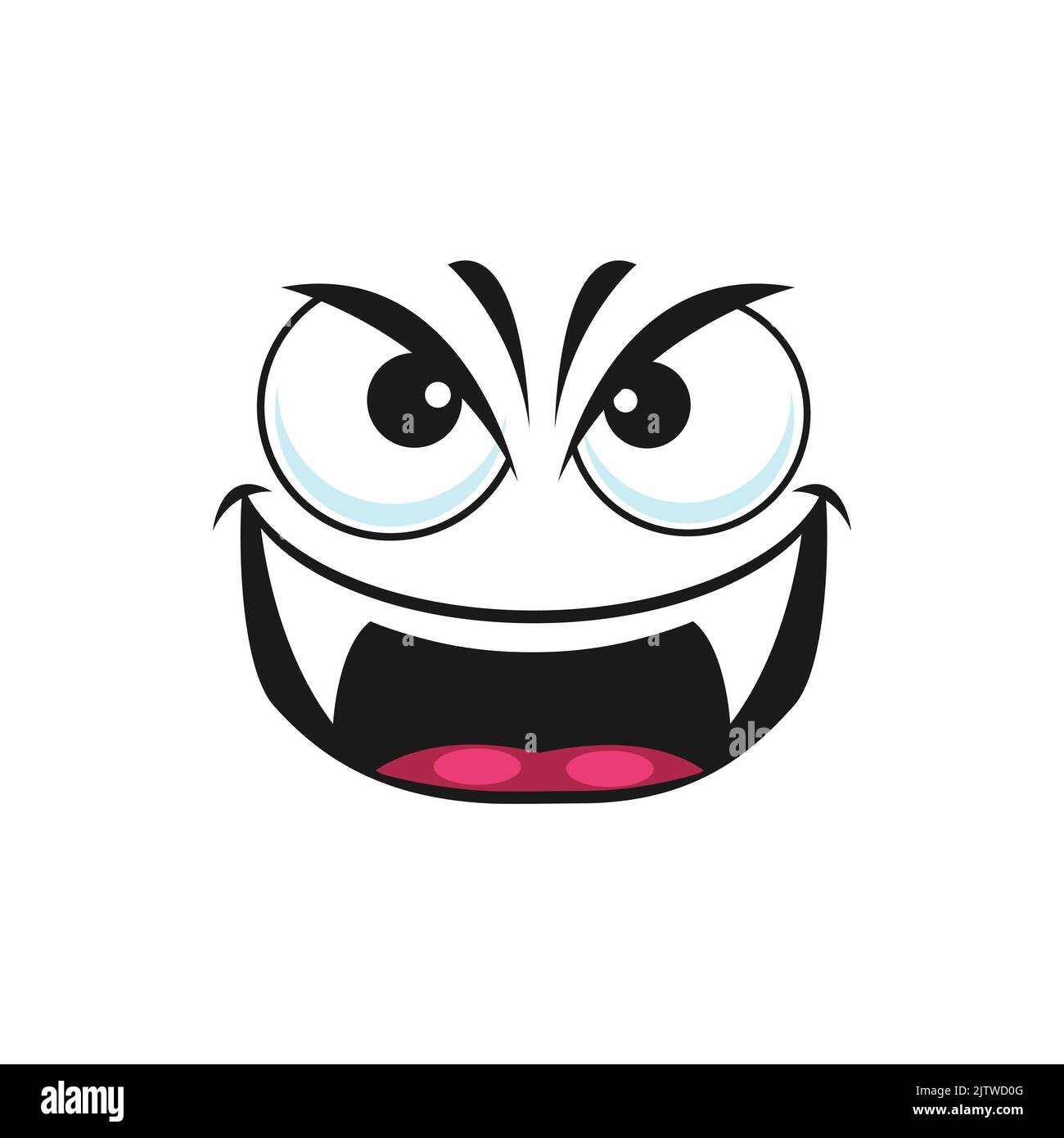 Cartoon vampire face, smiling vector emoji. Demon with sharp fangs ...