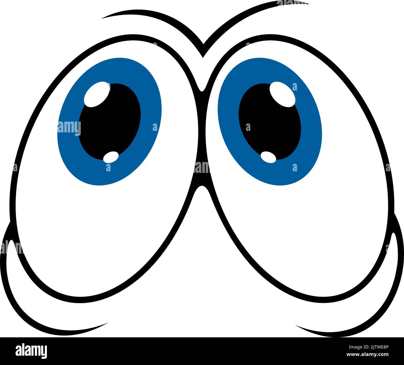 Face cartoon character, eye smile and comic funny cute emoji, vector