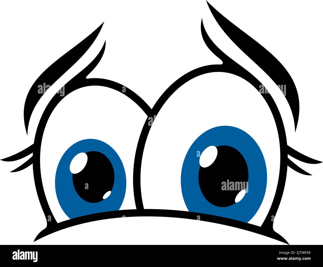 Face and eyes character smile, cartoon comic emoticon vecor icon. Big