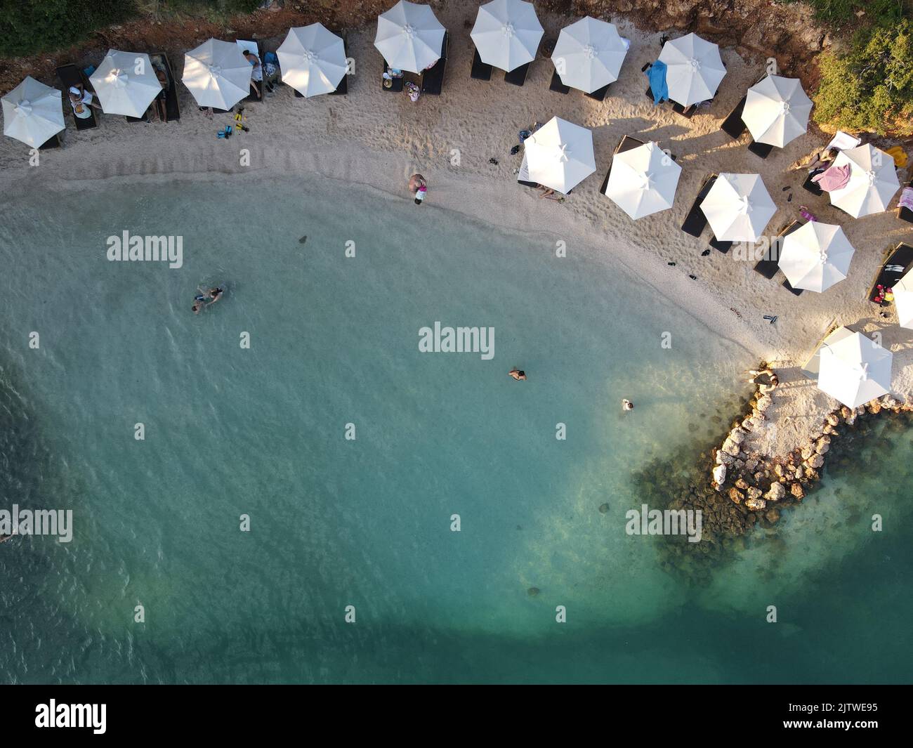 defaultaerial drone view of kokkinos vrachos, red rock crystal clear ...