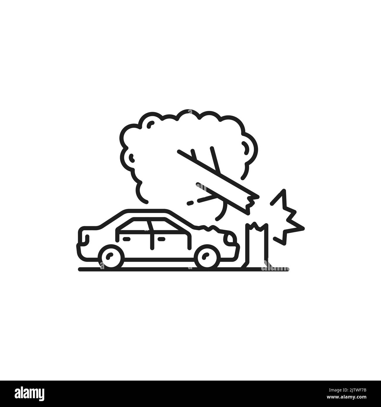 Car damage, crash or collision thin line icon. Car traffic violation