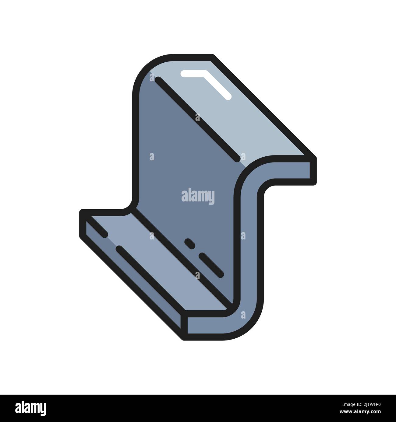 Z shape profile of aluminium alloy isolated outline icon. Vector z