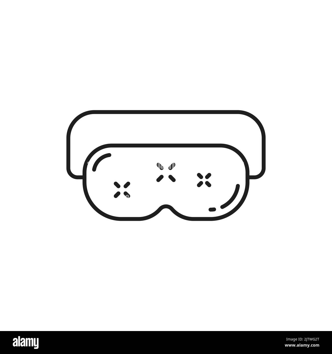 Mask for sleep isolated sleeping accessory object thin line icon. Vector eye sleep mask line art, linear blindfold glasses, travel face mask for dream and relaxation, insomnia protection object Stock Vector