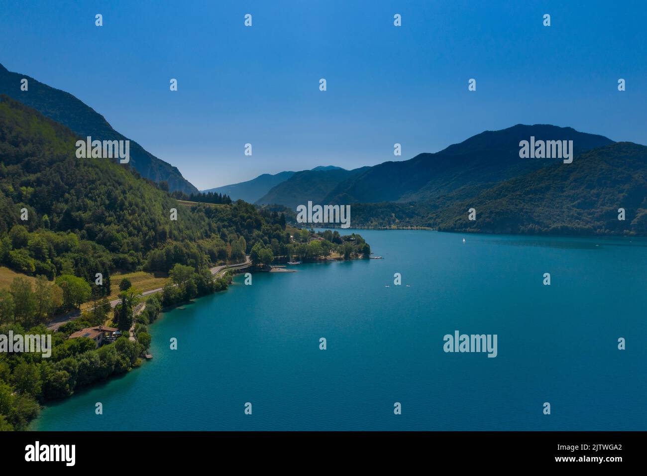 View of the shore of  Mezzolago is included in the municipality of Ledro in the province of Trento. Stock Photo