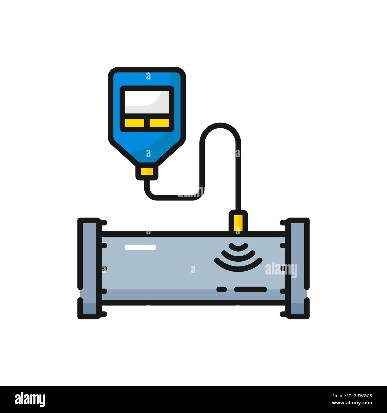 Manometer device to measure pressure in pipeline isolated color outline