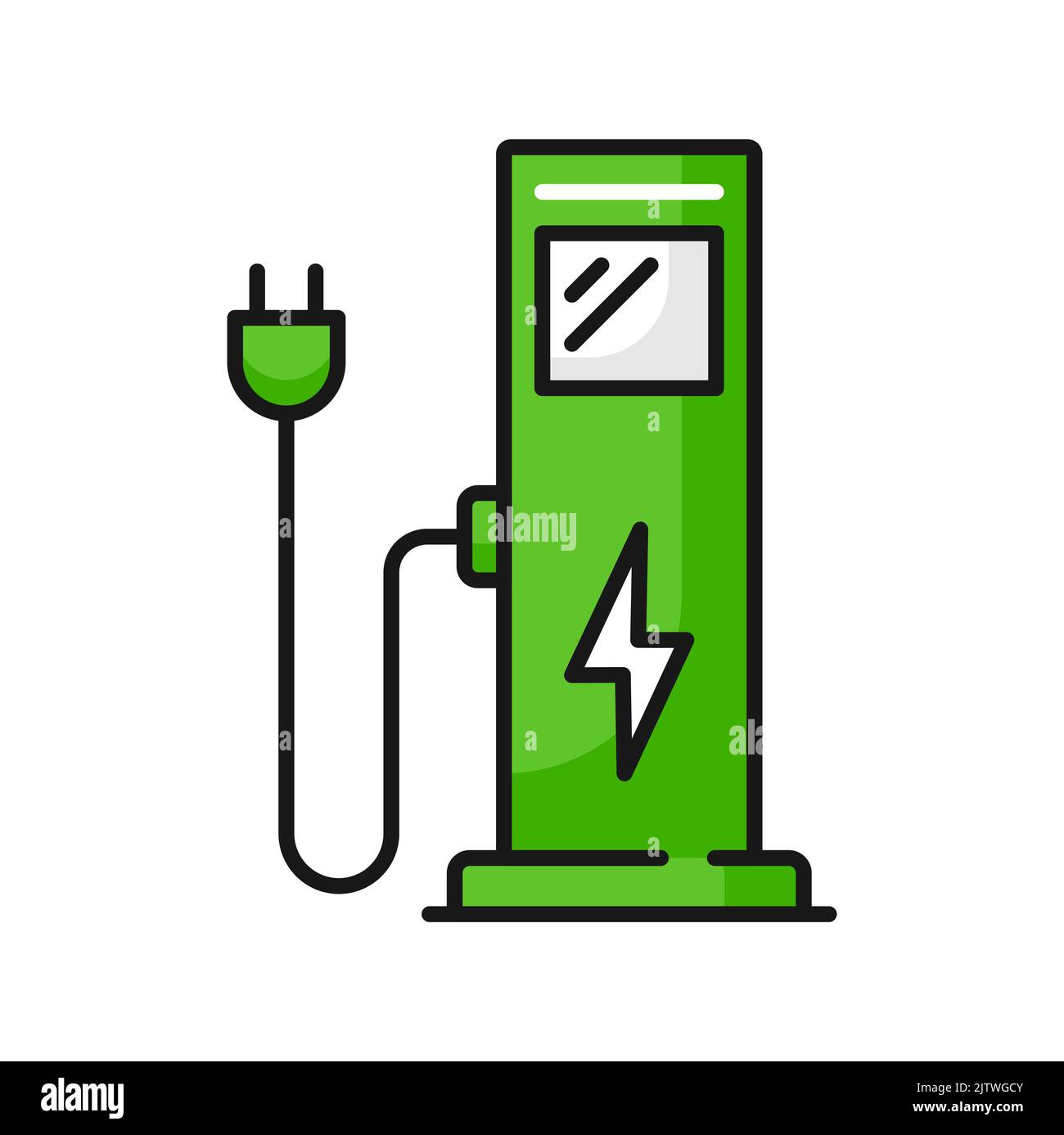 Charging point station for hybrid vehicles and cars isolated green eco