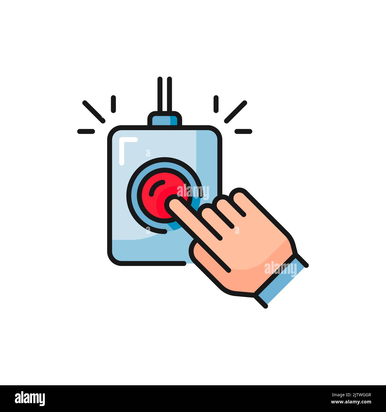 MRI scan diagnostics color icon, emergency stop button vector pictogram. MRI CT radiology scanner or magnetic resonance imaging and tomography machine line icon of urgent stop or turn off Stock Vector