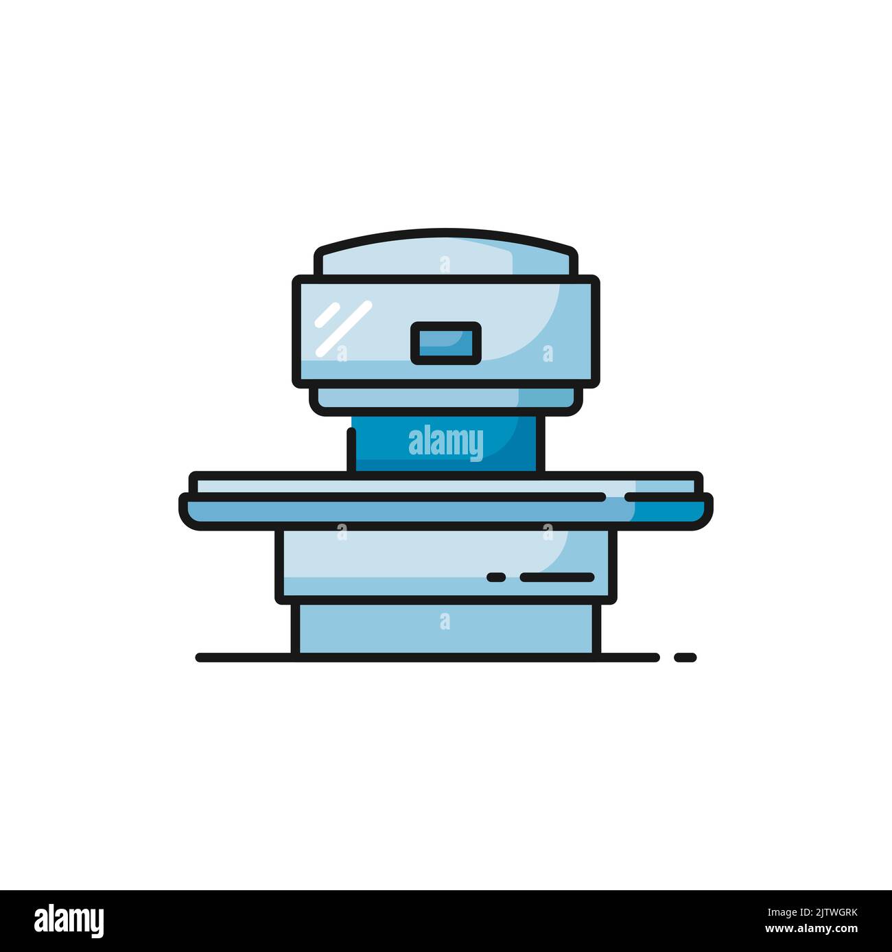 MRI scan color icon, radiology and CT tomography diagnostics machine, isolated vector. MRT or