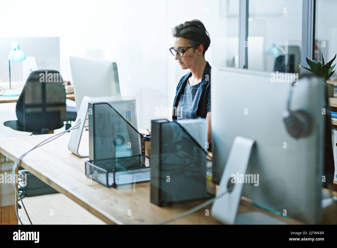 Shes a diligent worker. a young businesswoman working on her computer