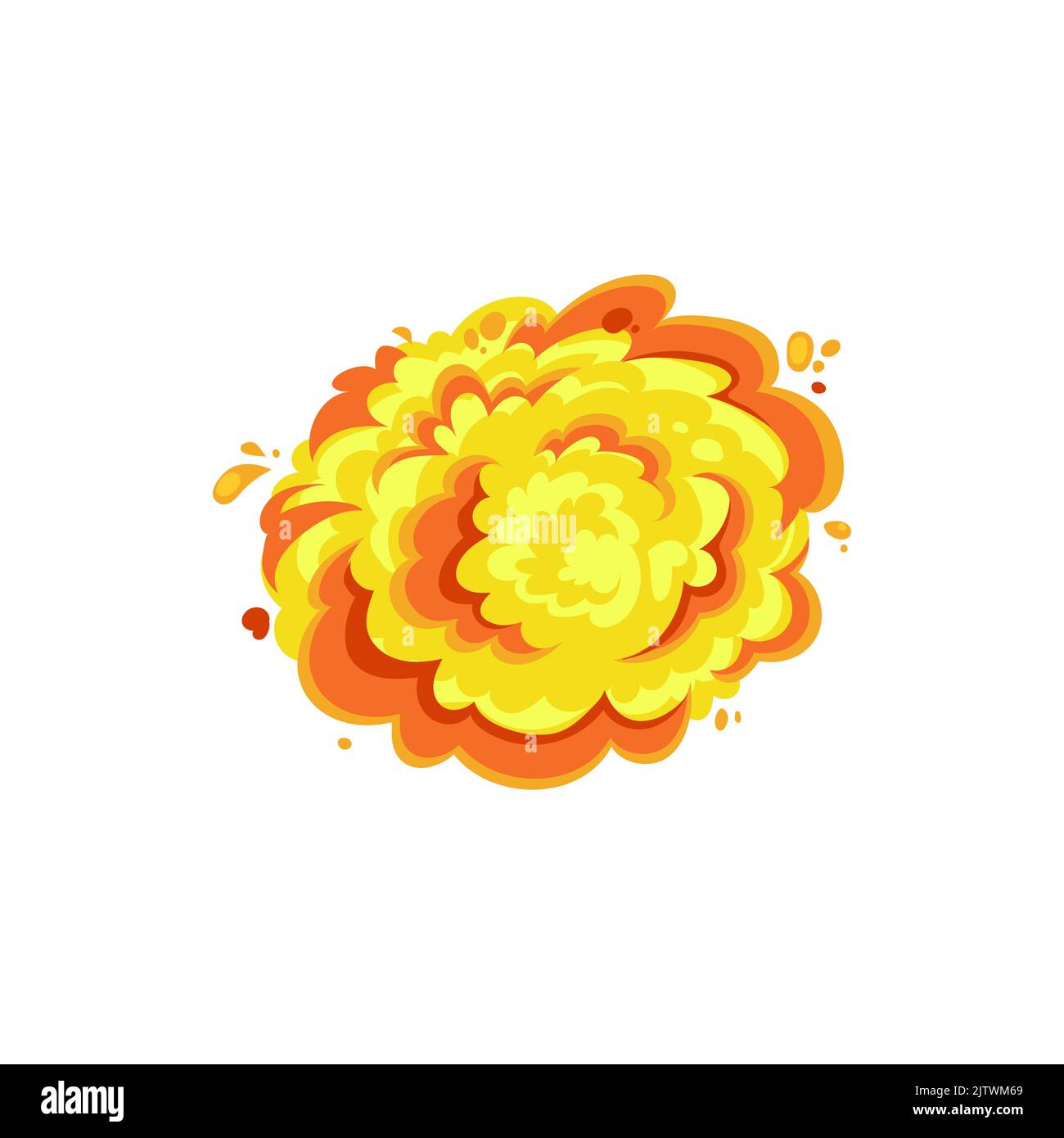 Orange burning blast of radioactive air bomb isolated fire boom bang