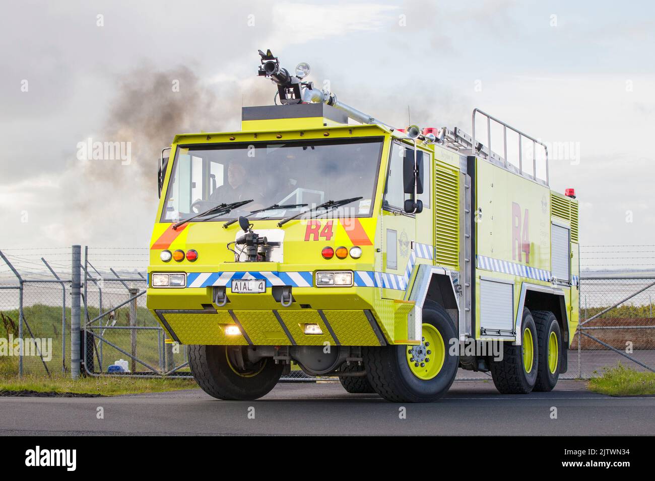 Airport Fire Truck at Auckland Airport, New Zealand Stock Photo