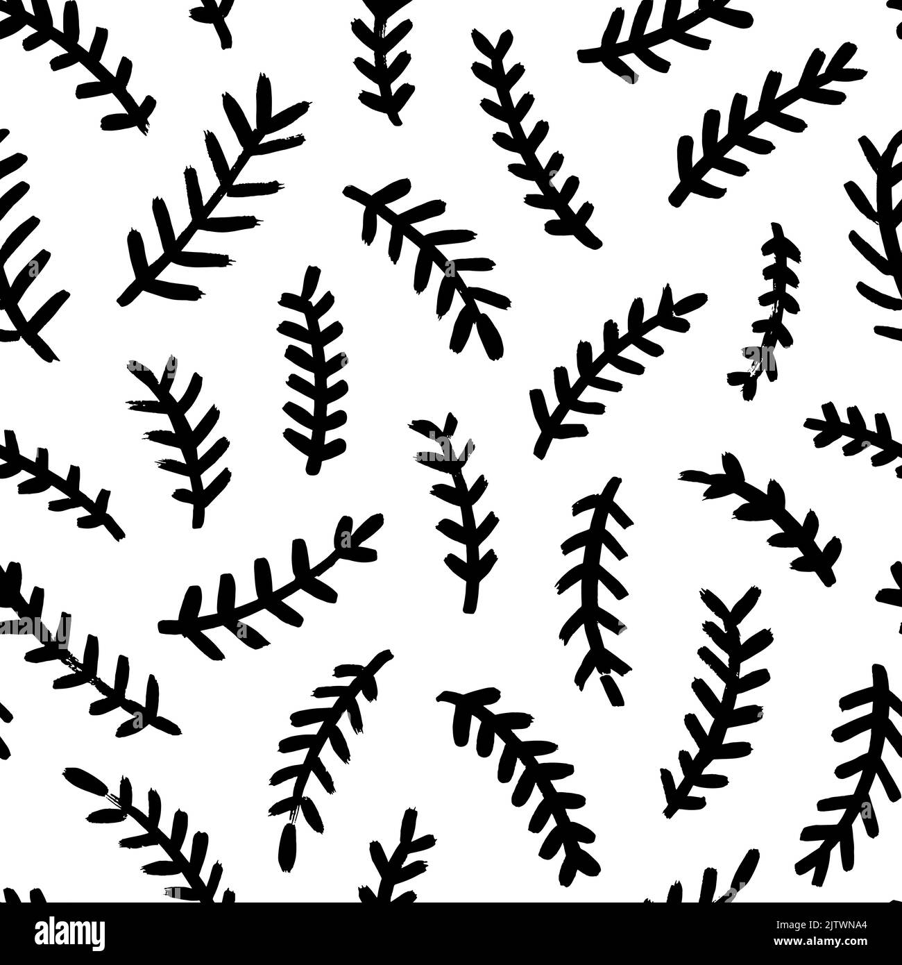 Hand drawn fir tree branches seamless pattern. Stock Vector