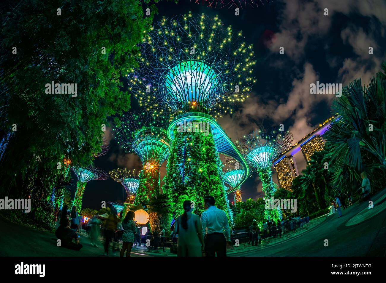 Garden Rhapsody, spectacular light and sound show, at Gardens By The Bay during Mid-Autumn Festival 2022. Stock Photo