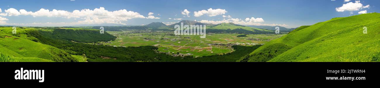 Mt. Aso, View from Mt. Daikanbou, Kumamoto Prefecture, Japan Stock Photo