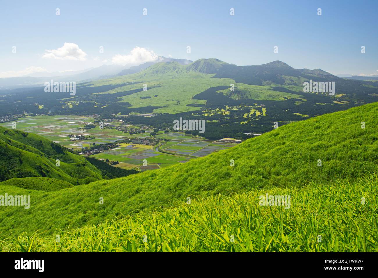 Mt. Aso in Summer, Kumamoto Prefecture, Japan Stock Photo