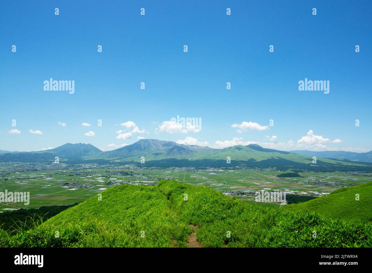 Mt. Aso, View from Mt. Daikanbou, Kumamoto Prefecture, Japan Stock Photo