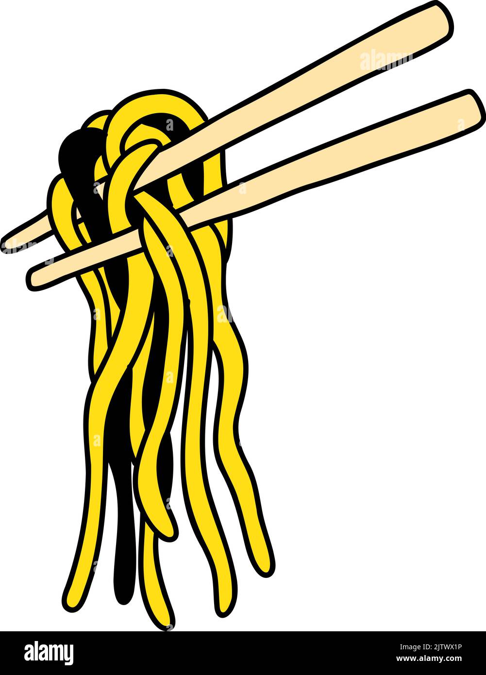 hand drawn noodles and chopsticks illustration on transparent