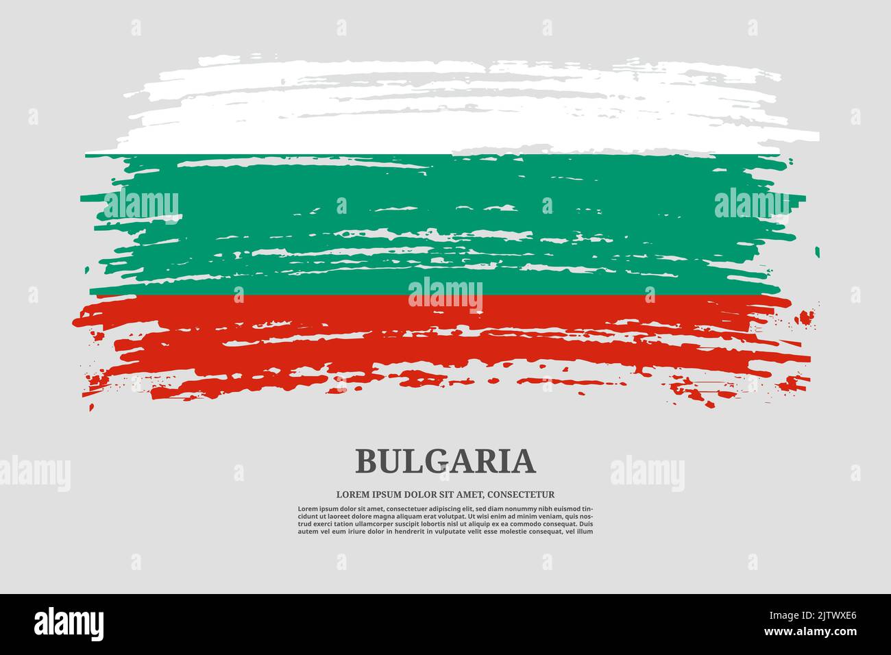 Bulgaria flag with brush stroke effect and information text poster, vector background Stock Vector