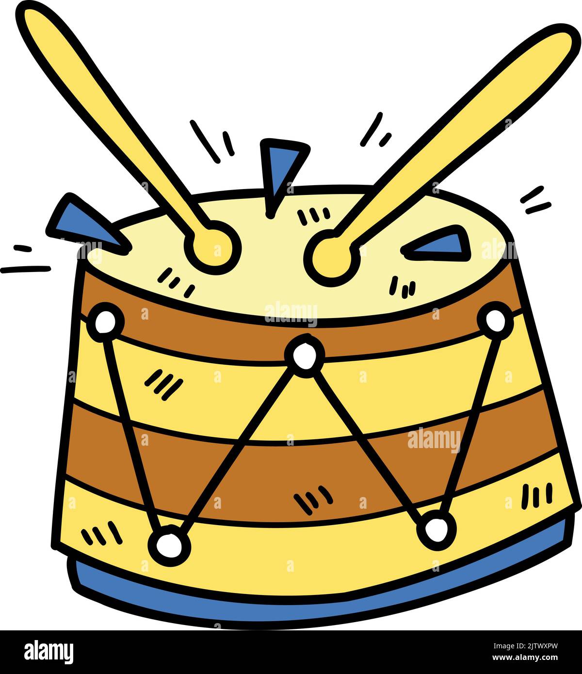 hand drawn cute drums illustration on transparent background Stock