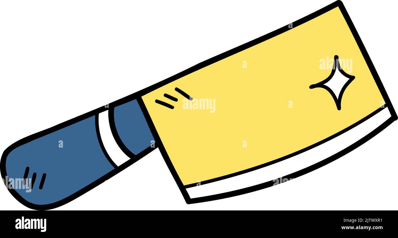 hand drawn meat knife illustration on transparent background Stock