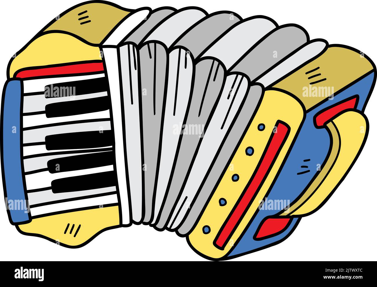 hand drawn accordion illustration on transparent background Stock Photo