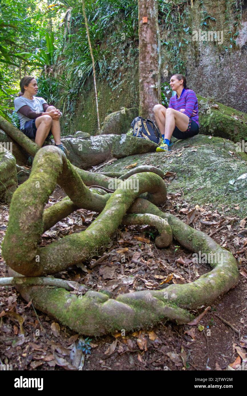 Two women in the Rock Garden, Paluma Range National Park Stock Photo