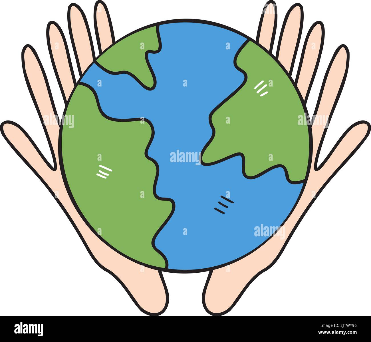 Hand Drawn world and hand illustration on transparent background Stock Photo - Alamy