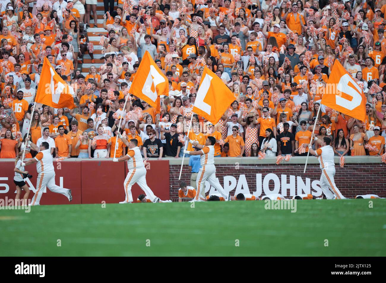 September 1, 2022: Tennessee Volunteers cheerleaders celebrate a touchdown during the NCAA football game between the University of Tennessee Volunteers and the Ball State Cardinals at Neyland Stadium in Knoxville TN Tim Gangloff/CSM Stock Photo