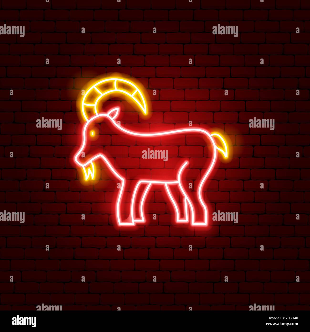goat-chinese-zodiac-neon-stock-vector-image-art-alamy