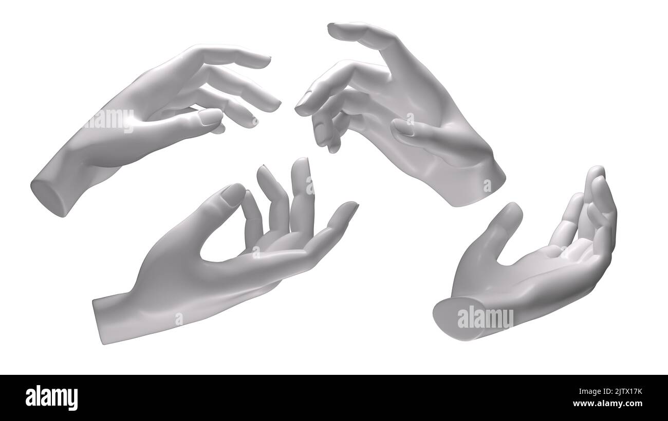 Isolated photo of a wooden mannequin hand in different angles on white  background Stock Photo - Alamy