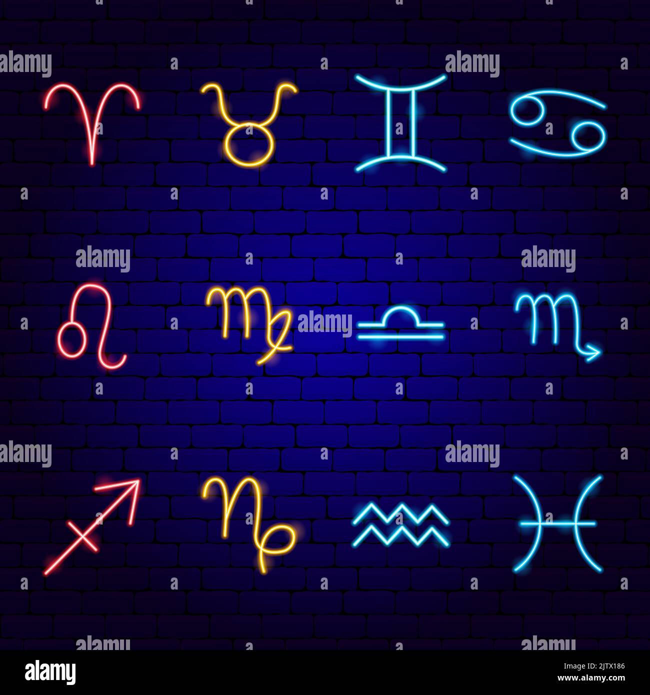 Zodiac Horoscope Neon Icons Stock Vector Image & Art - Alamy