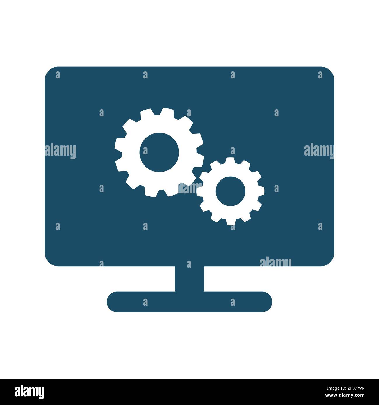 High quality dark blue flat configuration settings on led screen icon