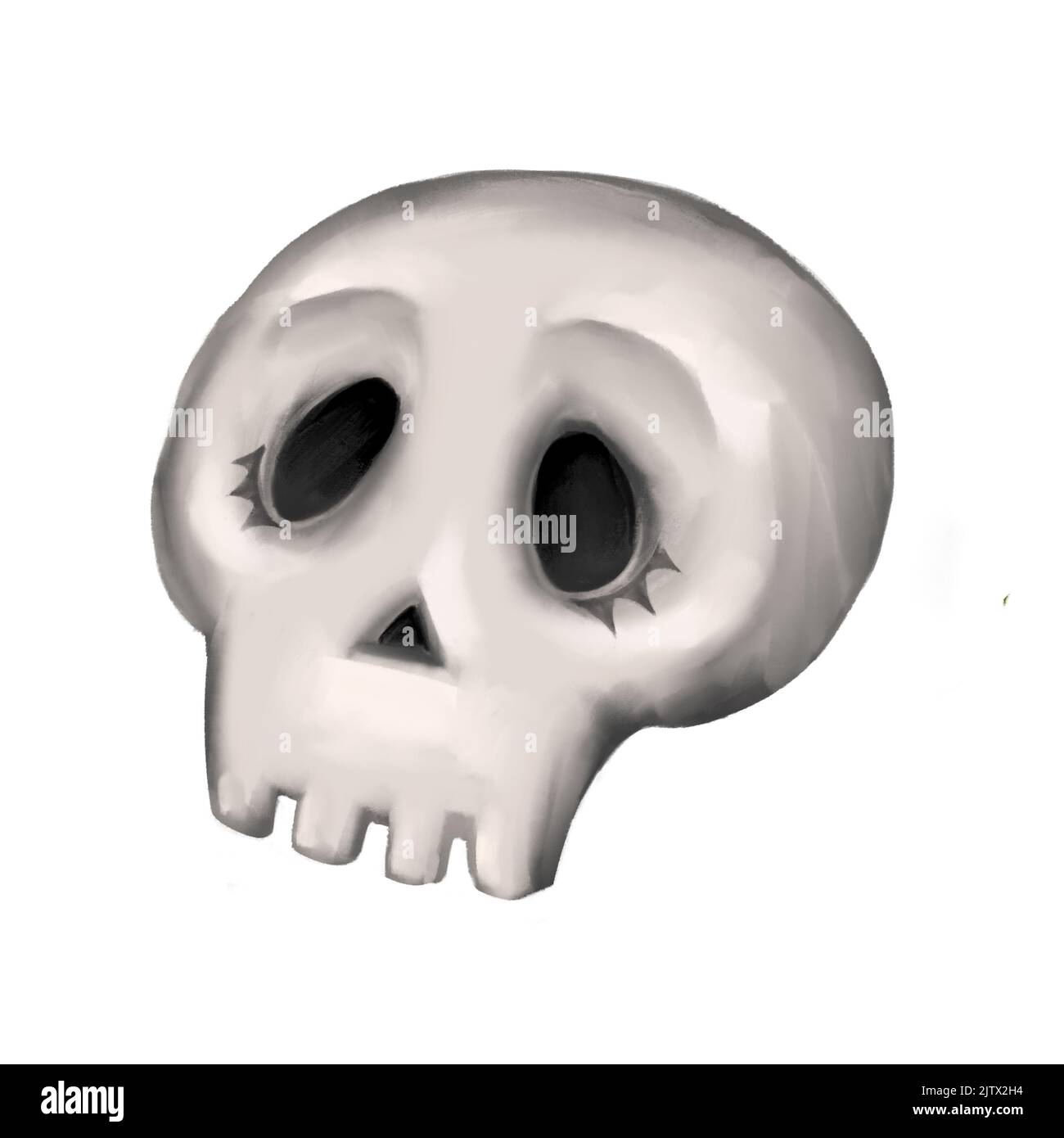 Cute scull, isolated on white background, suitable for halloween decorations. Stock Photo