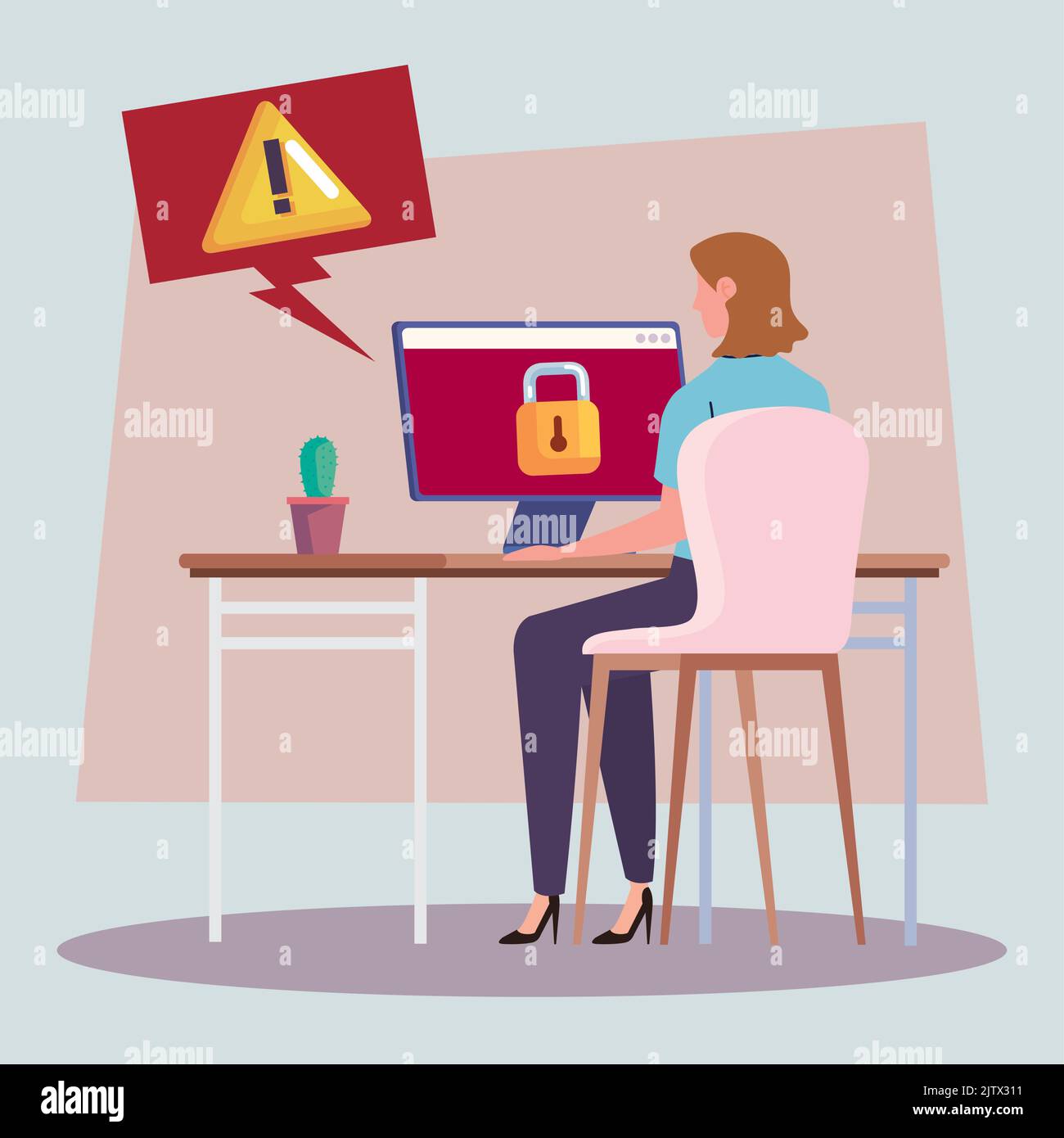 desktop with woman Stock Vector Image & Art - Alamy