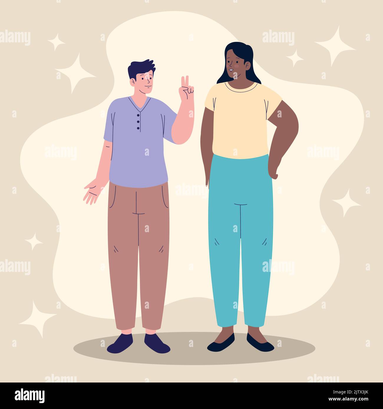 interracial friends couple Stock Vector Image & Art - Alamy