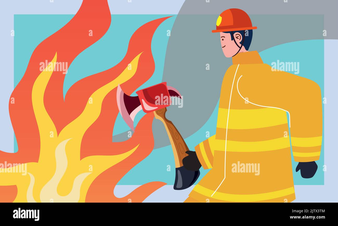 fireman with axe character Stock Vector Image & Art - Alamy