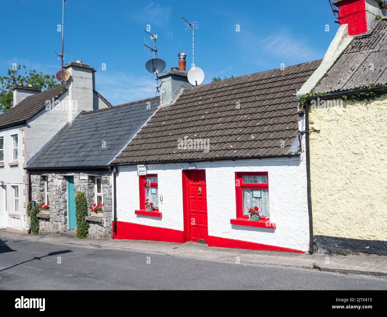 CONG, IRELAND - AUGUST 13, 2022: The Dying Man House (from the 1952 Oscar-winning film The Quiet Man) in a  street in the village of Cong in Ireland. Stock Photo