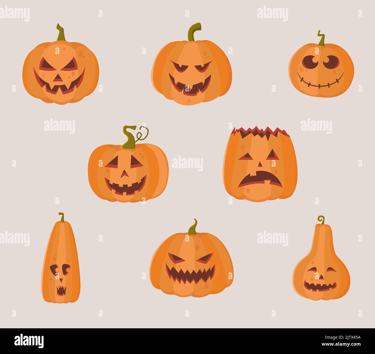 halloween color pumpkins illustrator vector pack halloween Stock Vector