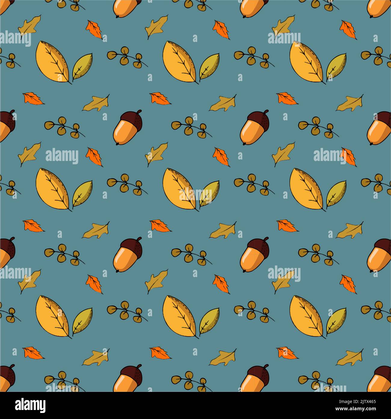 autumn pattern with leaves and acorns vector and illustration Stock ...