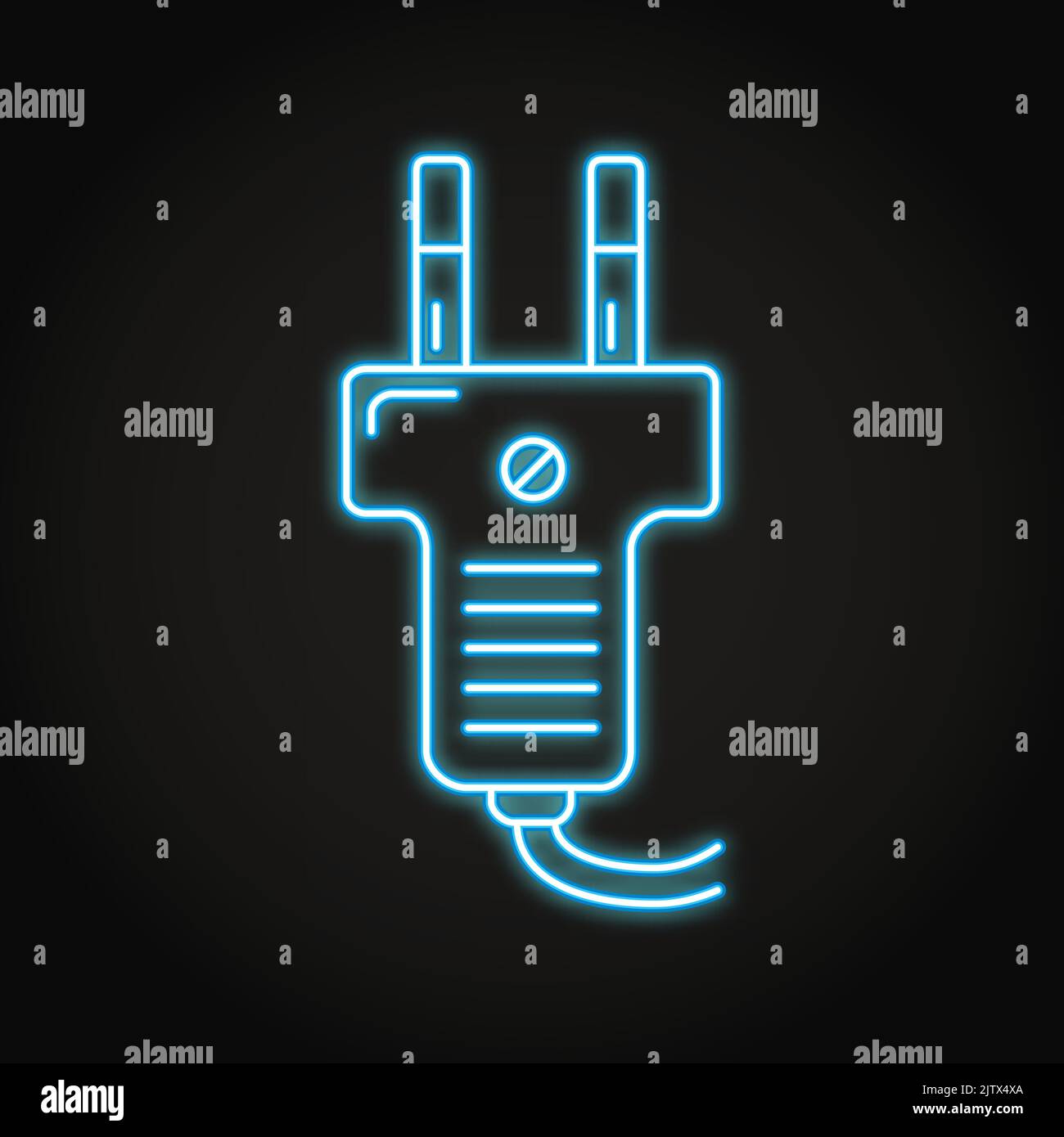 Neon plug icon in line style. Electricity connection symbol. Vector
