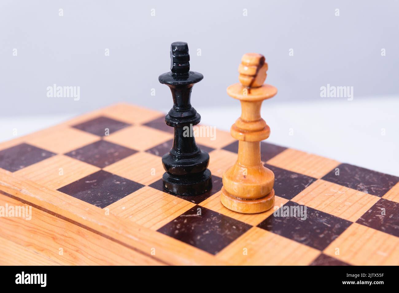 Volumetric chess board without chess pieces on a white background Stock  Vector