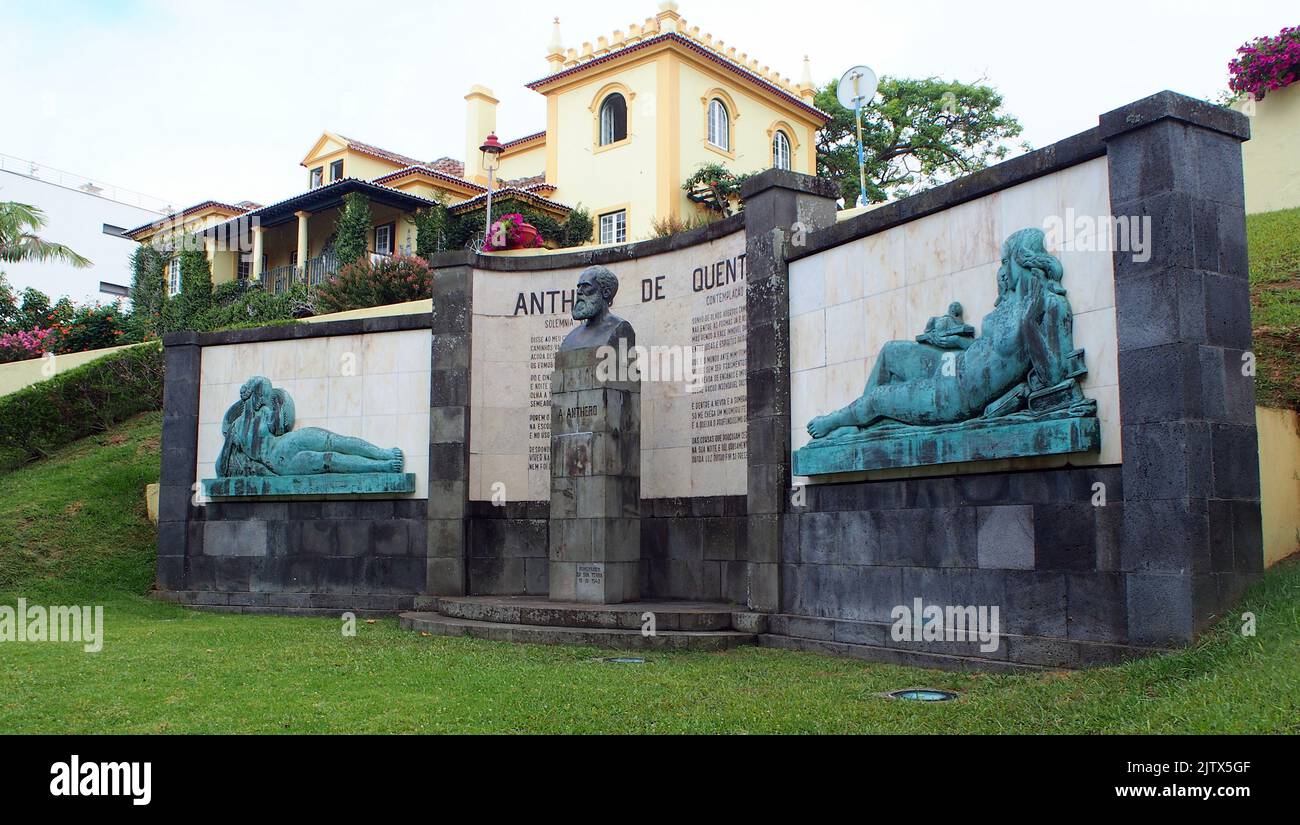 Monument to Antero de Quental, Ponta Delgada, Sao Miguel, Azores, Portugal Stock Photo