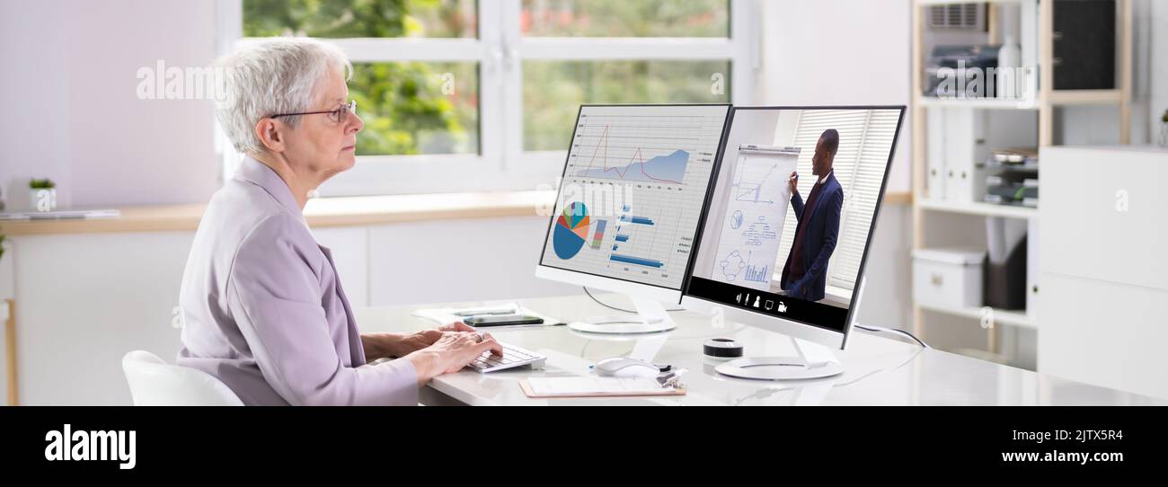 Virtual Online Training Program With Coach On Desktop Stock Photo - Alamy