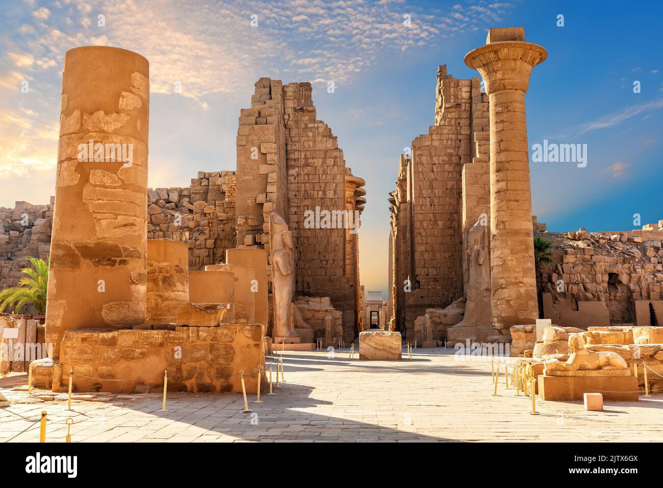 The Great Hypostyle Hall of the ancient Karnak Temple, Luxor, Egypt. Stock Photo